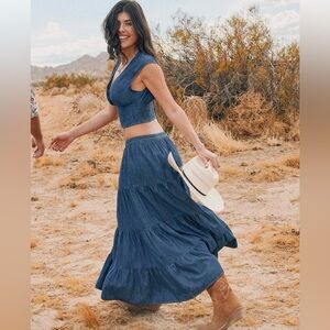 Wrangler Blue Tiered Maxi Skirt - brand new without tags